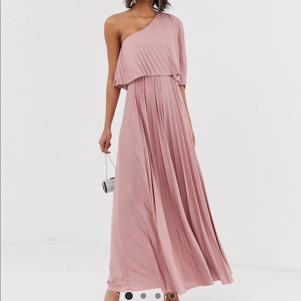 ASOS One shoulder pleated crop top maxi dress